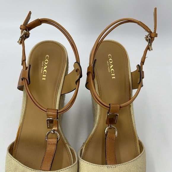 Coach Beige Espadrille Wedges Size 8.5 B - Picture 4 of 9